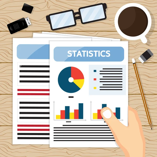 Kézi üzem papír statisztika. — Stock Vector
