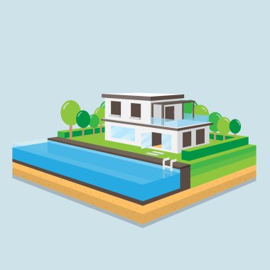 Ev perspektif tasarım. Vektör tasarımı