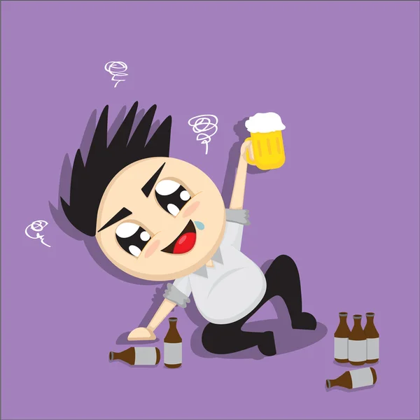 Hombre bebe cerveza de dibujos animados — Archivo Imágenes Vectoriales