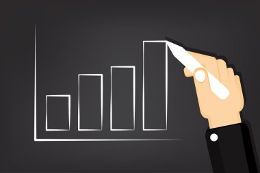 hisse senedi yazı tahtası üzerinde çizim iş adamı.
