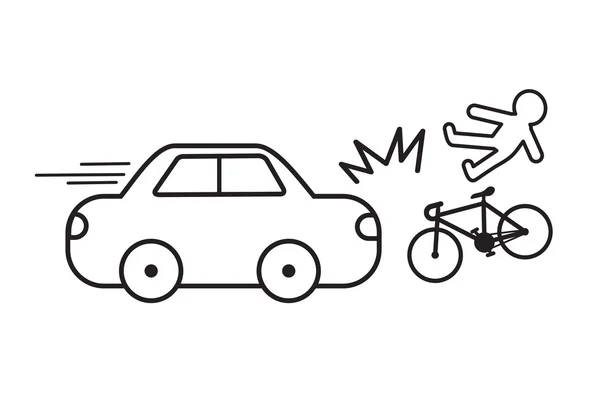Carro acidente de bicicleta design fácil  . — Vetor de Stock