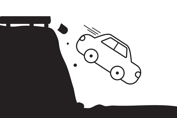 Afgrond auto crash gemakkelijk design. — Stockvector