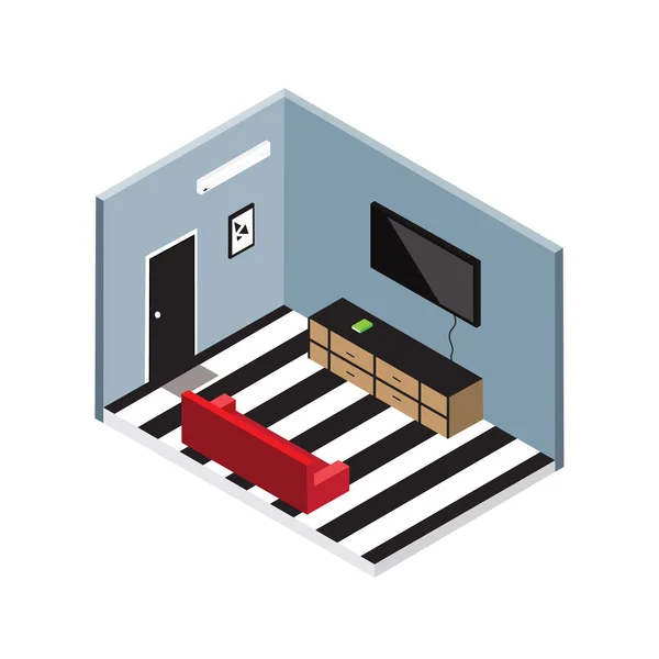 Isométrico diseño de vectores sala de estar . — Vector de stock