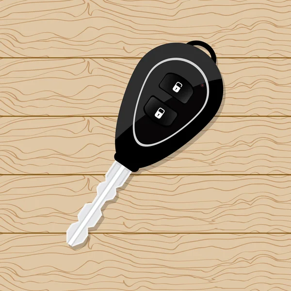 Llave del coche en la mesa de madera — Vector de stock