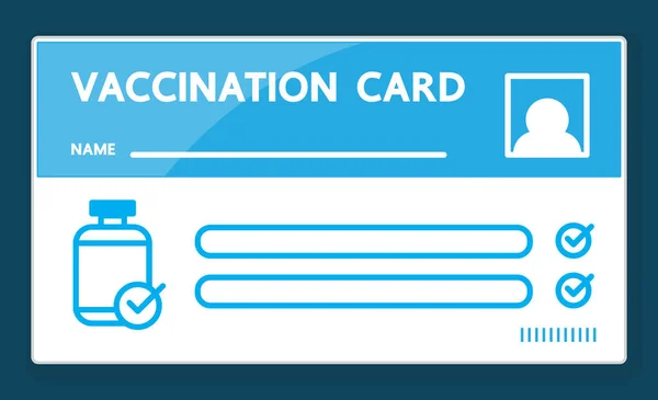 Diseño Tarjeta Vacunación Sobre Fondo Azul — Vector de stock