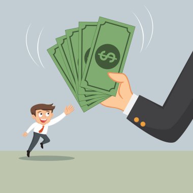 Büyük bir alkış insanlara para verir, virüs saldırısından gelen para, finansal bankacılık krizi, vektör illüstrasyon