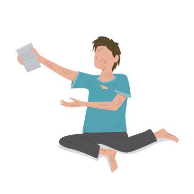 Evsiz bir adam fakirdir, para ister. Parasızlık, ekonomik depresyon kavramı. Çizgi film Vektör İllüstrasyonu.    