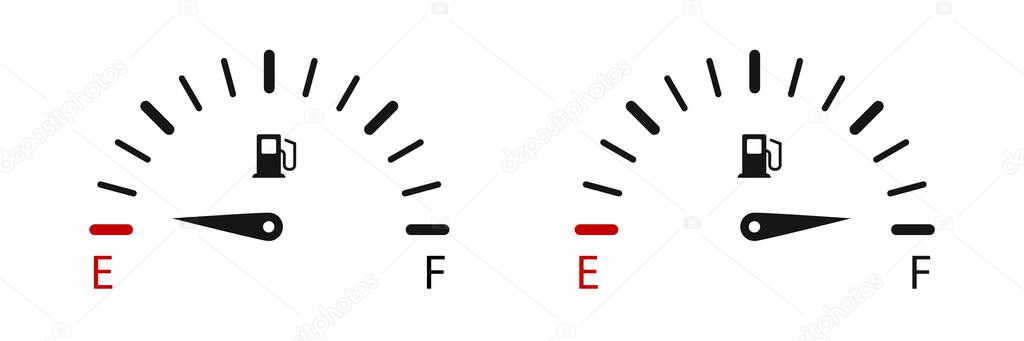 Fuel gauge indicators. Vector illustration. Fuel gauge level.