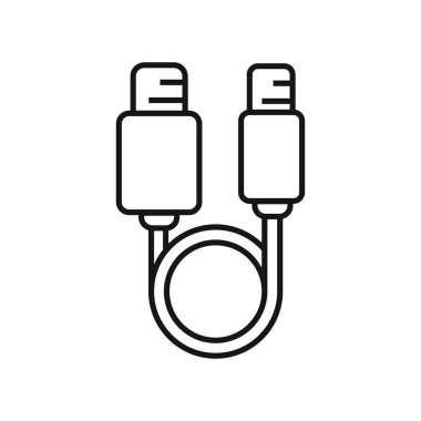 Beyaz arkaplanda USB kablo vektör simgesi.