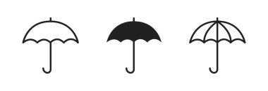 Beyaz arkaplanda şemsiye simgesi koleksiyonu.