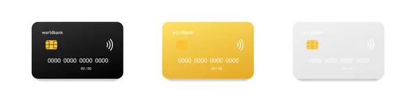 Creditcard Ingesteld Vector Illustratie Zwart Goud Zilver Creditcard — Stockvector