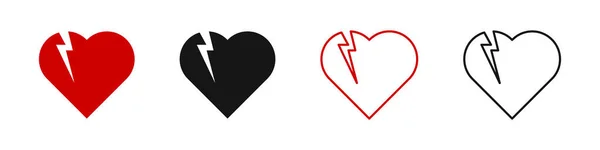 Набор Иконок Разбитого Сердца Разбитое Сердце Коллекция — стоковый вектор