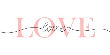 Sevgililer Günü tebrik kartı. El çizimi metin sevgisiyle pankart.