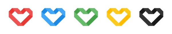 Bandherz Kollektion Vektorillustration Hearts Ribbon Icon Set — Stockvektor