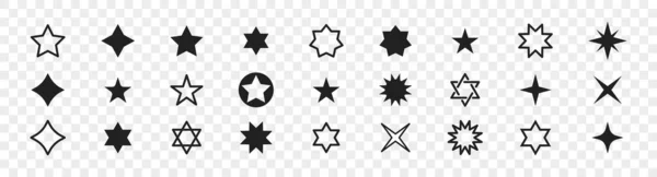 Collezione Stars Set Icone Stellari Illustrazione Vettoriale — Vettoriale Stock