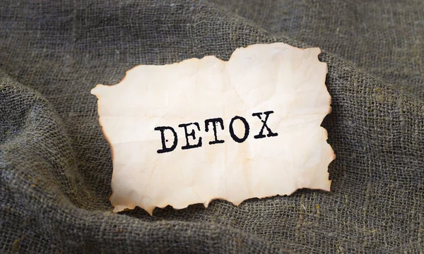 Detox Parola Carta Artigianale Tessuto Naturale Concetto Salute — Foto Stock