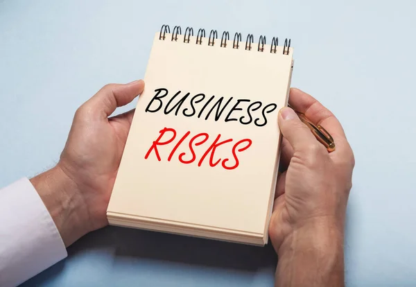 Business risks inscription words. Risk management and planning.