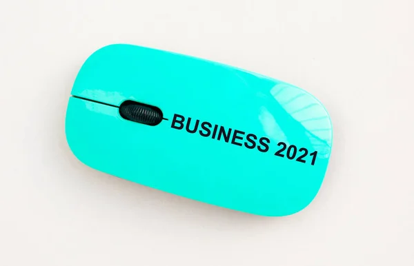 Biznes 2021 Rok Koncepcja Napis Myszy Komputerowej Rzeczywistość Online — Zdjęcie stockowe