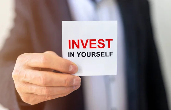 Investi Stesso Iscrizione Parole Motivanti Imprese Istruzione — Foto Stock