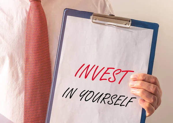 Investi Stesso Iscrizione Parole Motivanti Imprese Istruzione — Foto Stock