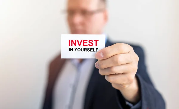 Investi Stesso Iscrizione Parole Motivanti Imprese Istruzione — Foto Stock