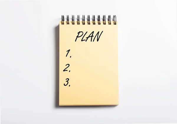 Plan Inscription Empty Paper Notebook Steps Points — Stock Photo, Image