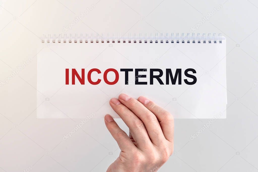 Incoterms inscription. international commercial terms for logistics and shipment of cargo.