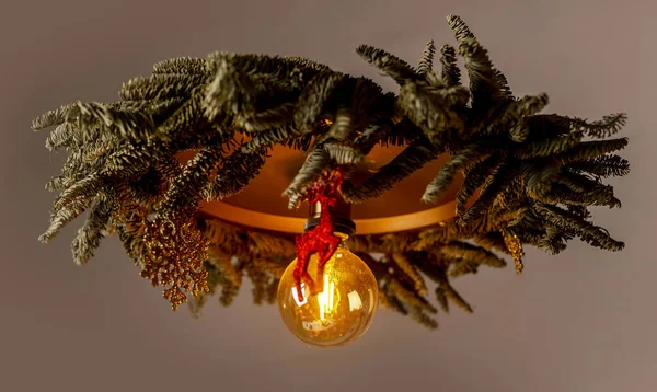 Decoración Navidad Para Araña Con Piel Bulbo Caliente Dorado Aislado — Foto de Stock