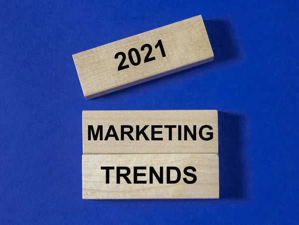 Marketing trends of 2021 new year. Inscription, words