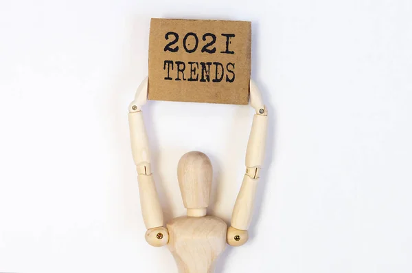 Trends of 2021 new year. Inscription. Eco wooden concept