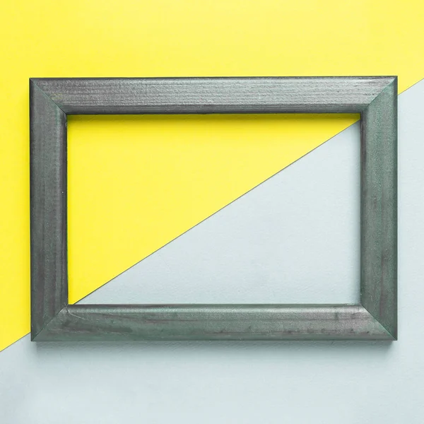 Trendy yellow and gray colors in frame. Abstract geometric art. Square shape.