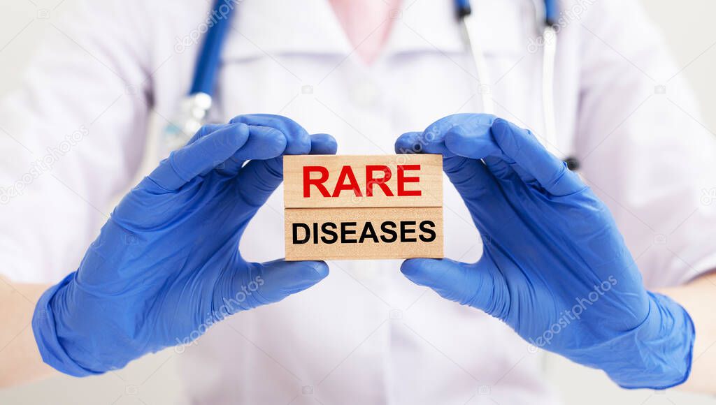 Rare diseases inscription words. Medical concept of unusual disorders.