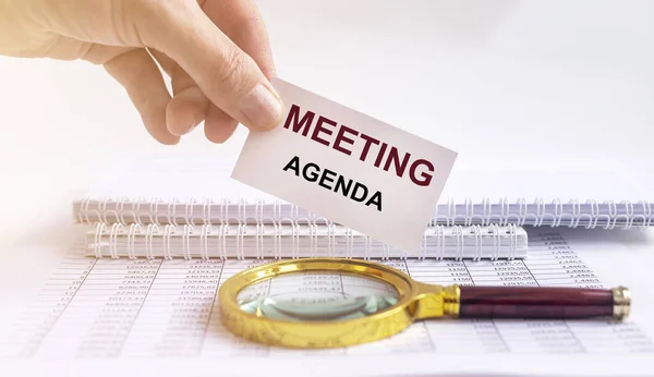 Meeting agenda inscription. Business appointment, event and office schedule