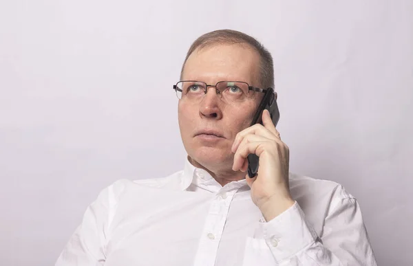 Potrait Homem Falando Telefone Pensando Empresário Preocupado Estressado Falando Por — Fotografia de Stock