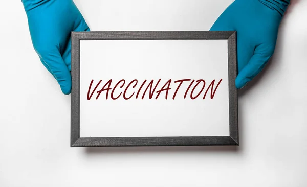 Palabra Vacunación Inscripción Concepto Investigación Médica Asistencia Sanitaria — Foto de Stock