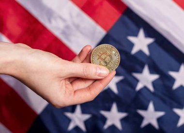 Kripto para işaretli Bitcoin veya BTC altın sikkesi.