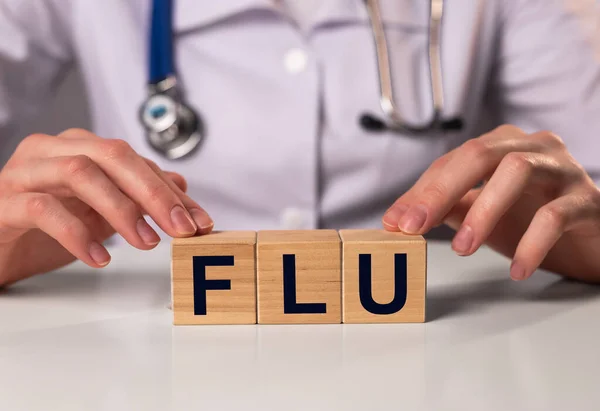 Grippewort Inschrift Arzthänden Medizinisches Konzept — Stockfoto