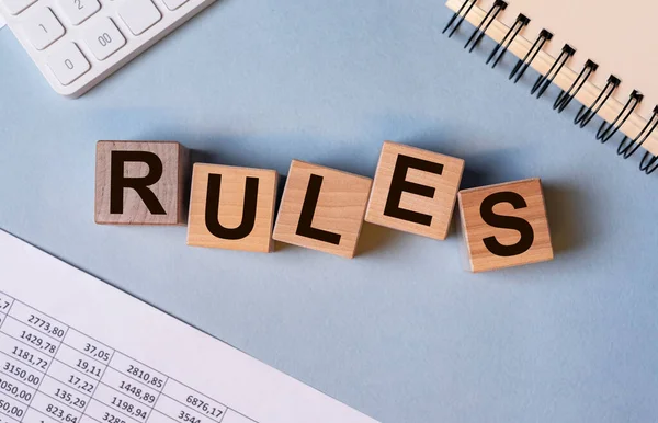 Regras Palavra Conceito Regulamentos Diretrizes Gestão — Fotografia de Stock