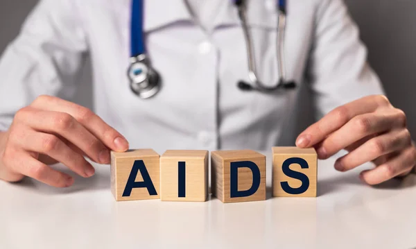 Aids Acronym Word Inscription Doctor Hands — Stock Photo, Image