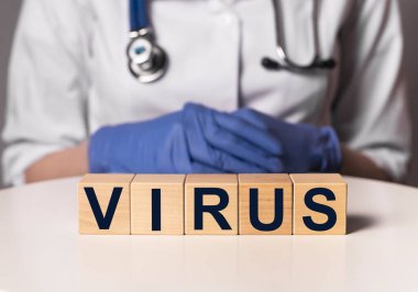 Virüs kelimesi doktorların elinde. Tıbbi konsept