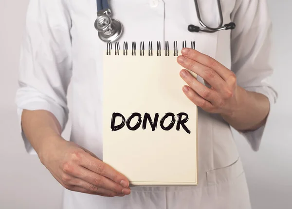 Palabra de donante. Concepto de donación de sangre y órganos —  Fotos de Stock