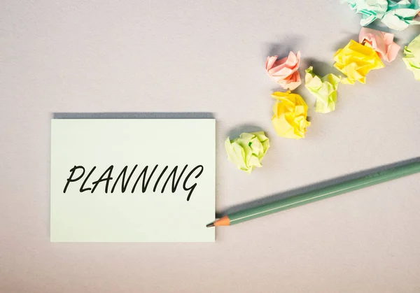 Concepto de planificación. Plan de palabras en hoja de papel —  Fotos de Stock