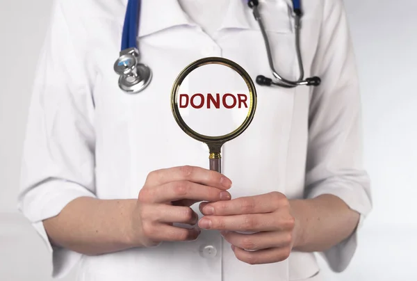 Δωρητής λέξη. Έννοια δωρεάς αίματος και οργάνων — Φωτογραφία Αρχείου