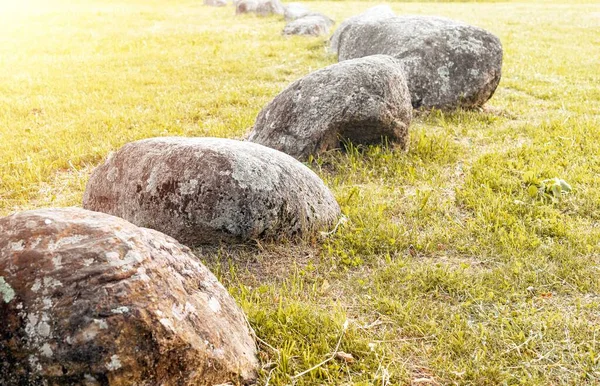 Big rocks or stones on green grass. Boulders — Stock Photo, Image