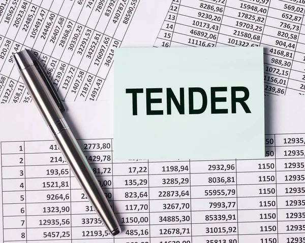 Text Tender Paper Business Financial Documents Top View — Stock Photo, Image