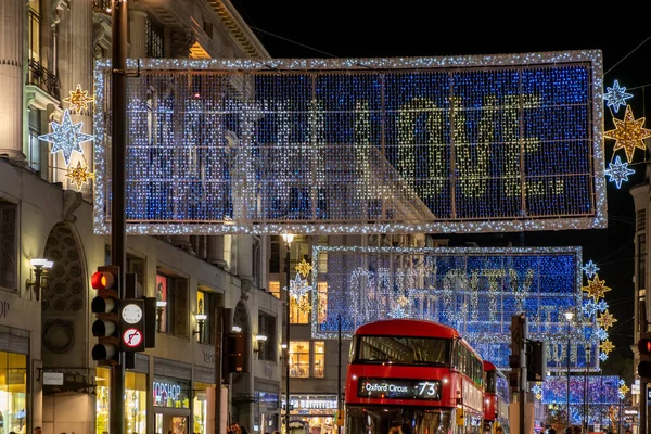 London November 2020 Christmas Lights Oxford Street London Just New — Stock Photo, Image