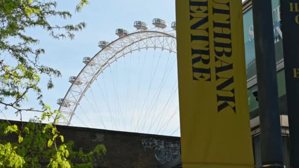 2021 나뭇가지에 London Eye 사우스 표지판 다리를 올려다보고 — 비디오
