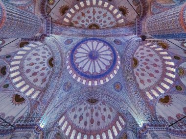 Blue Mosque (Turkish: Sultan Ahmet Camii) ornate interior ceiling in Istanbul, Turkey clipart
