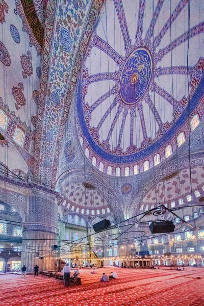 Modrá Mešita Turečtina Sultán Ahmet Camii Zdobený Vnitřní Strop Istanbulu — Stock fotografie