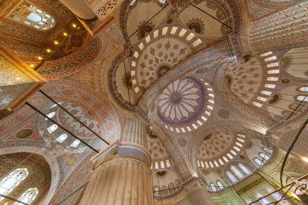 Błękitny Meczet Turecku Sułtan Ahmet Camii Zdobi Wewnętrzny Sufit Stambule — Zdjęcie stockowe